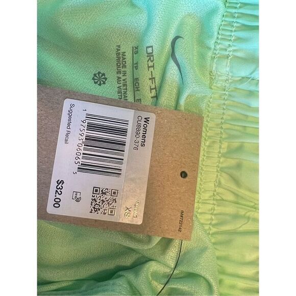 2 Nike woman’s XS Dri-Fit Running Run Shorts orange green hiking outdoors New - Picture 3 of 3